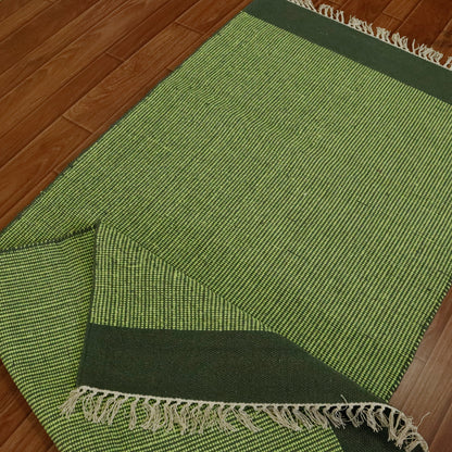 Cotton Handloom Woven Yoga Mat - Green
