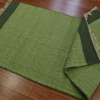 Cotton Handloom Woven Yoga Mat - Green