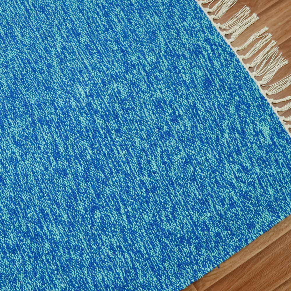 Cotton Handloom Woven Yoga Mat - Blue