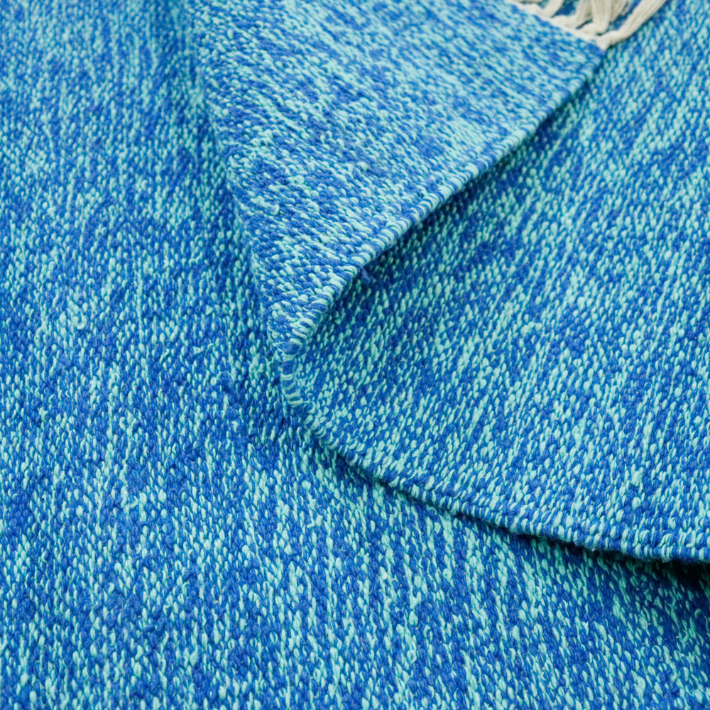 Cotton Handloom Woven Yoga Mat - Blue