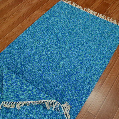 Cotton Handloom Woven Yoga Mat - Blue