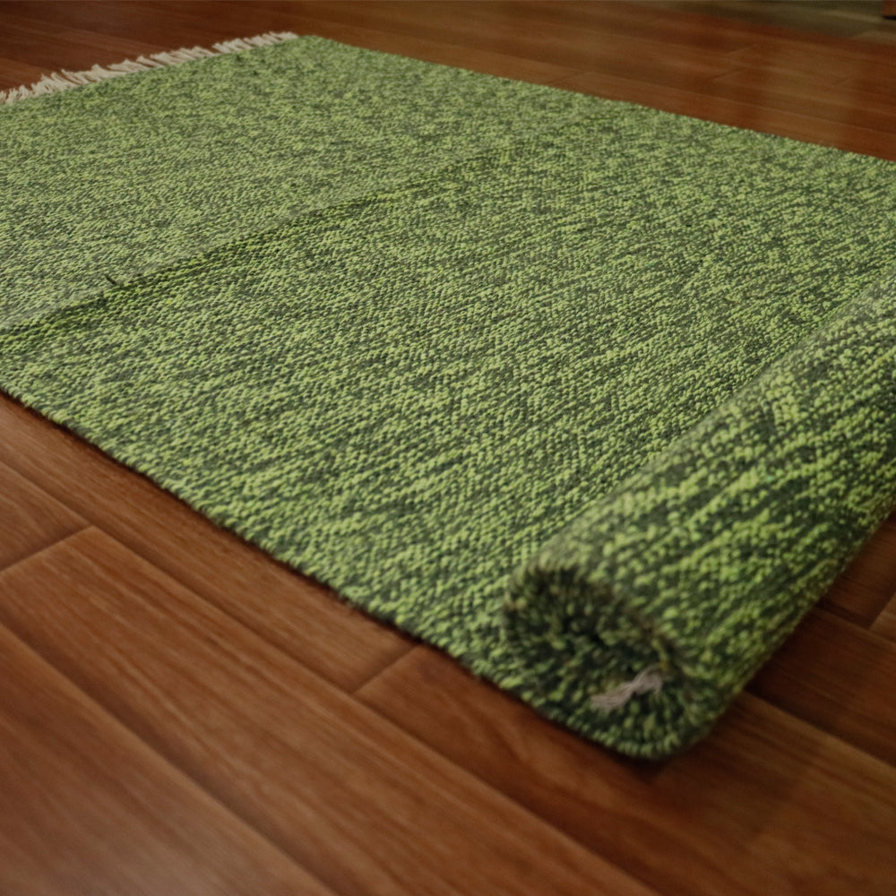 Cotton Handloom Woven Yoga Mat - Light Green