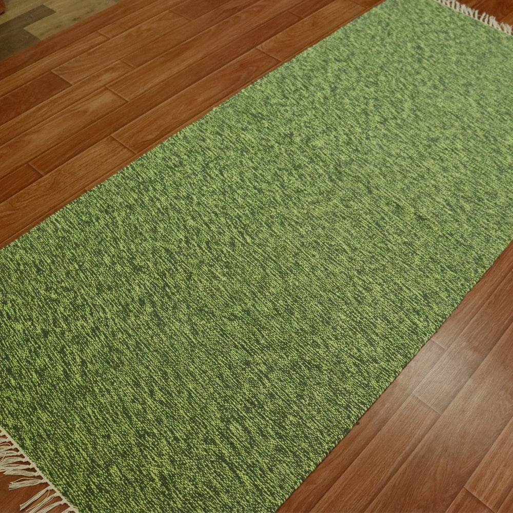 Cotton Handloom Woven Yoga Mat - Light Green