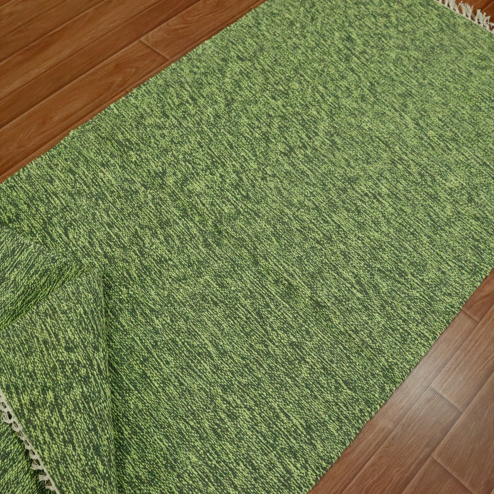 Cotton Handloom Woven Yoga Mat - Light Green