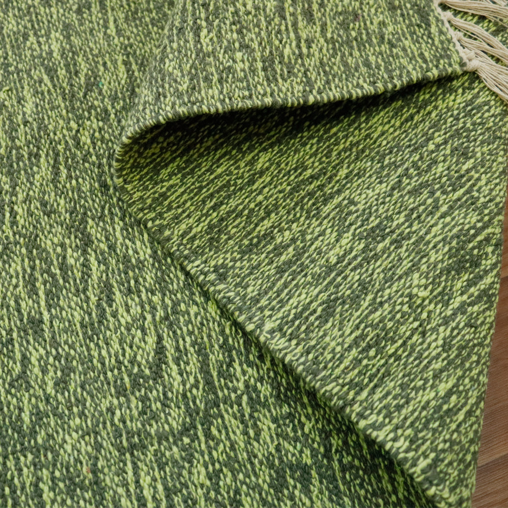 Cotton Handloom Woven Yoga Mat - Light Green