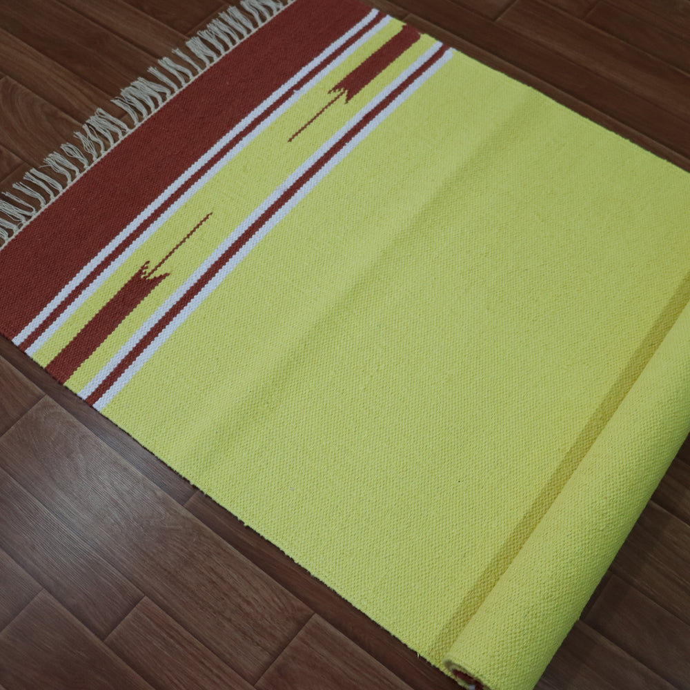 Cotton Handloom Woven Yoga Mat - Yellow