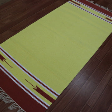 Cotton Handloom Woven Yoga Mat - Yellow