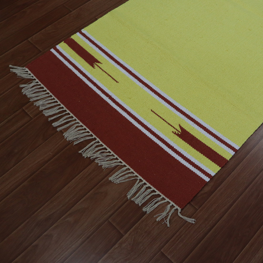 Cotton Handloom Woven Yoga Mat - Yellow