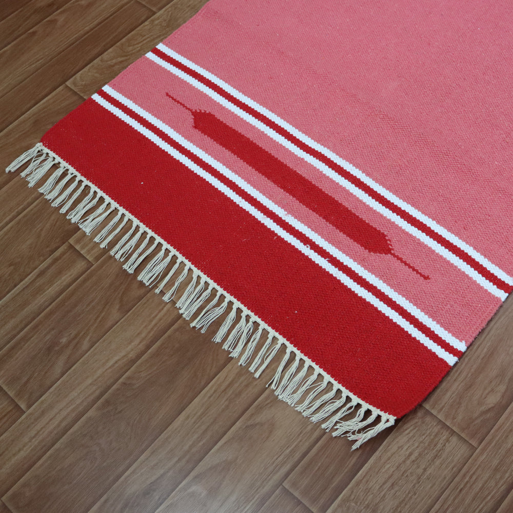 Cotton Handloom Woven Yoga Mat - Pink