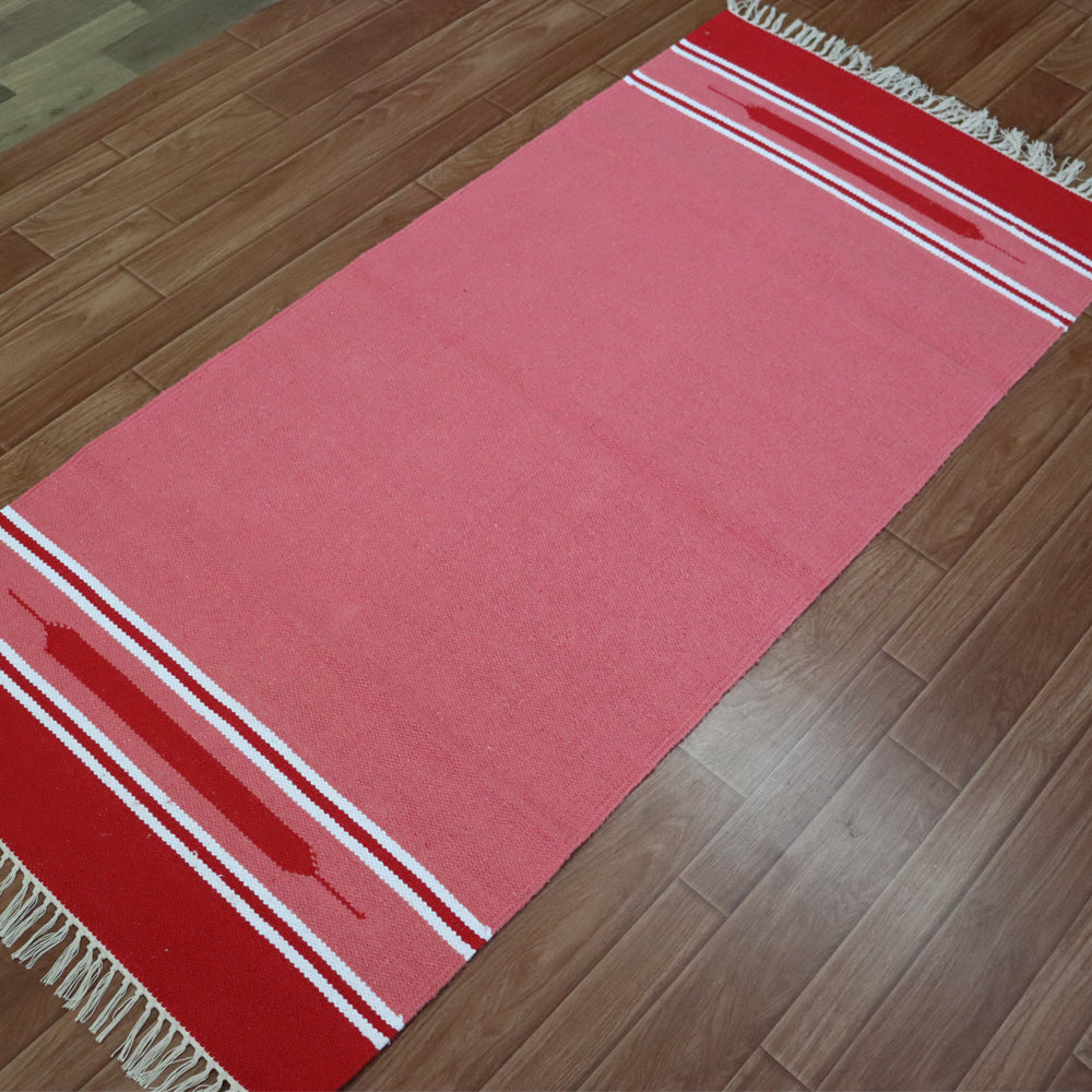 Cotton Handloom Woven Yoga Mat - Pink