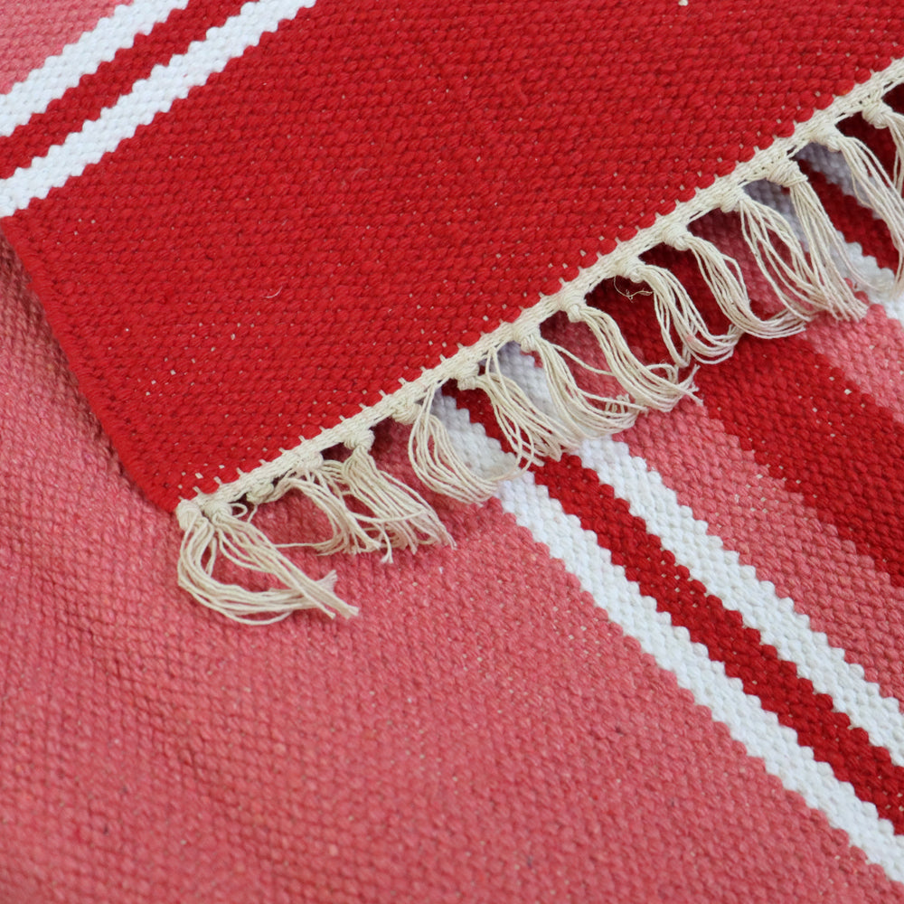 Cotton Handloom Woven Yoga Mat - Pink