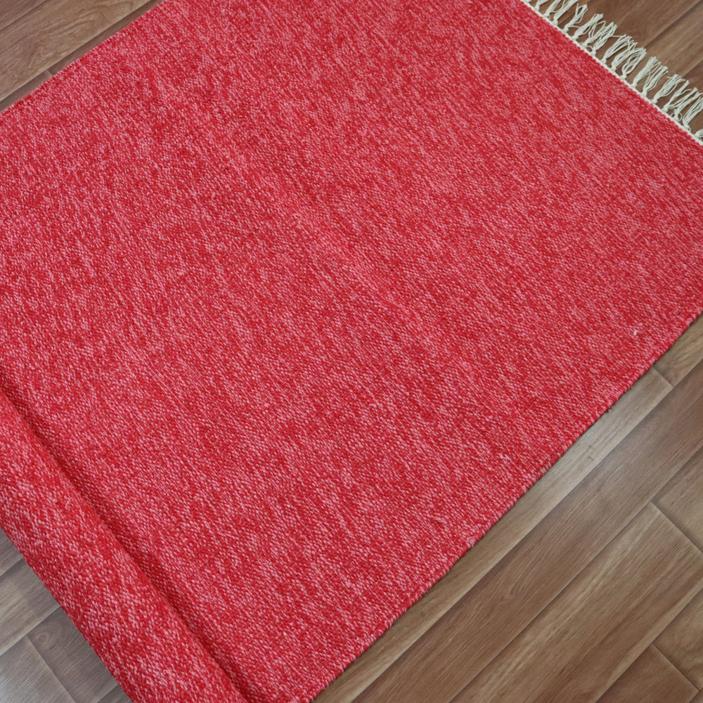 Cotton Handloom Woven Yoga Mat - Dark Red