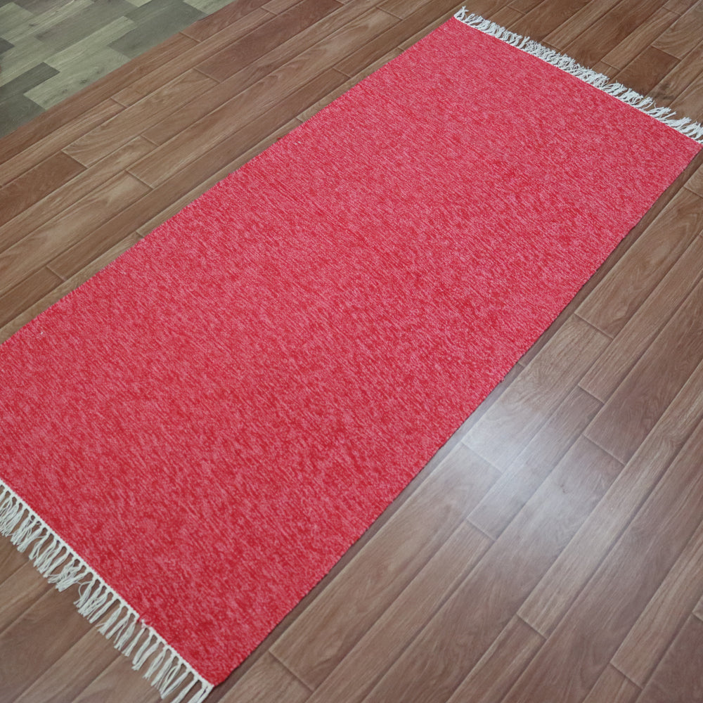 Cotton Handloom Woven Yoga Mat - Dark Red