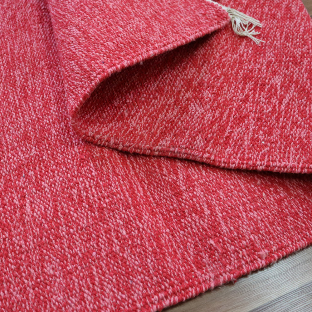 Cotton Handloom Woven Yoga Mat - Dark Red