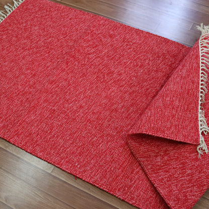 Cotton Handloom Woven Yoga Mat - Dark Red