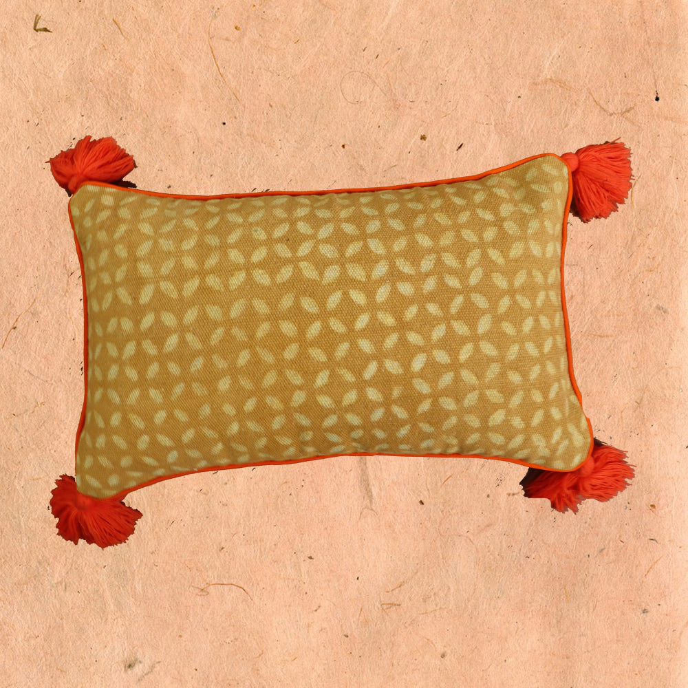 Cotton Noorie Dabu Print Woven Dhurrie Cushion Cover