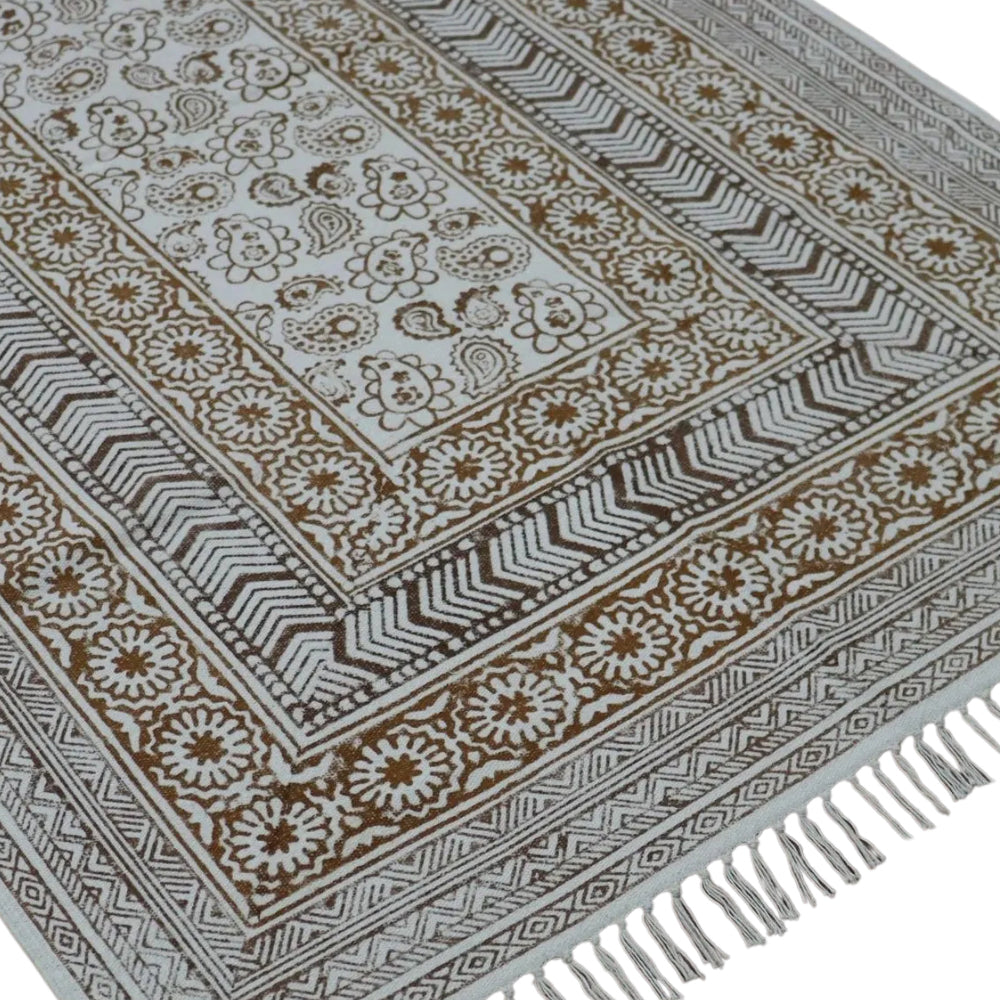 Kayan Block Printed Cotton Dhurrie