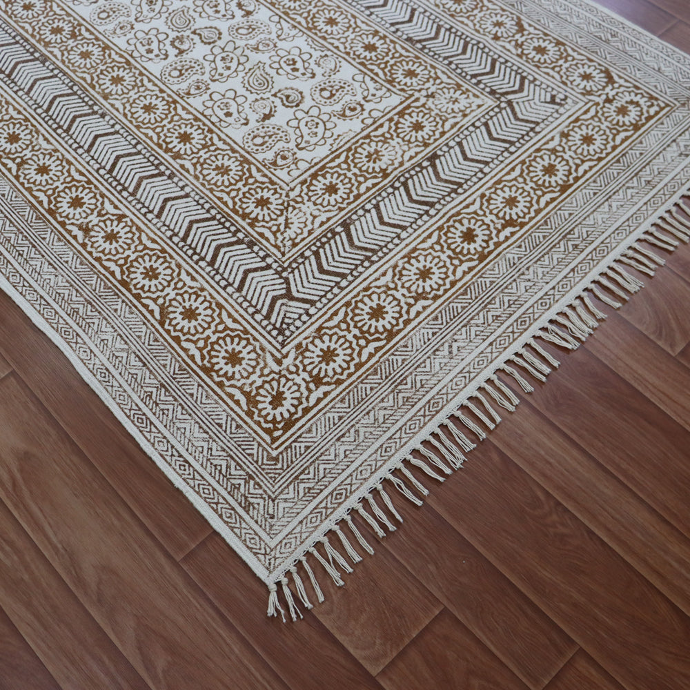 Kayan Block Printed Cotton Dhurrie