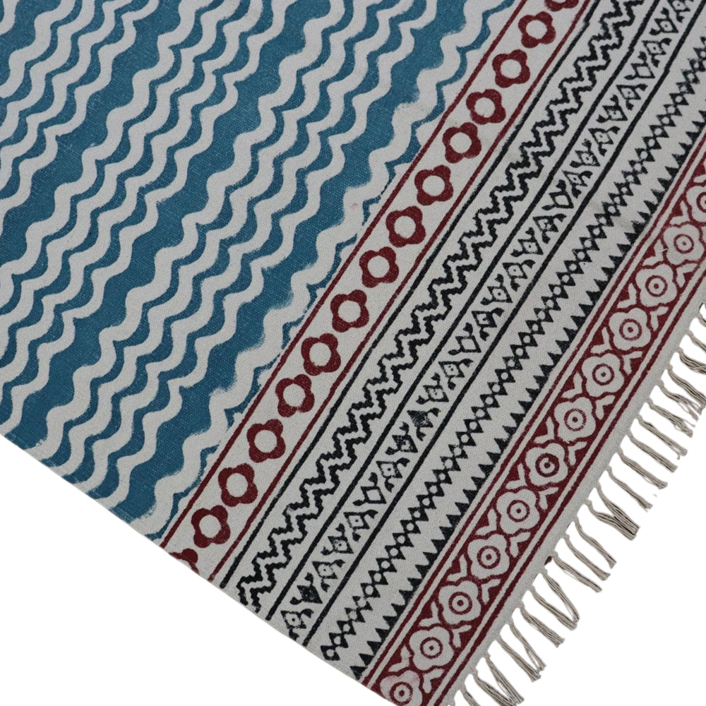 Jhil Block Printed Cotton Dhurrie