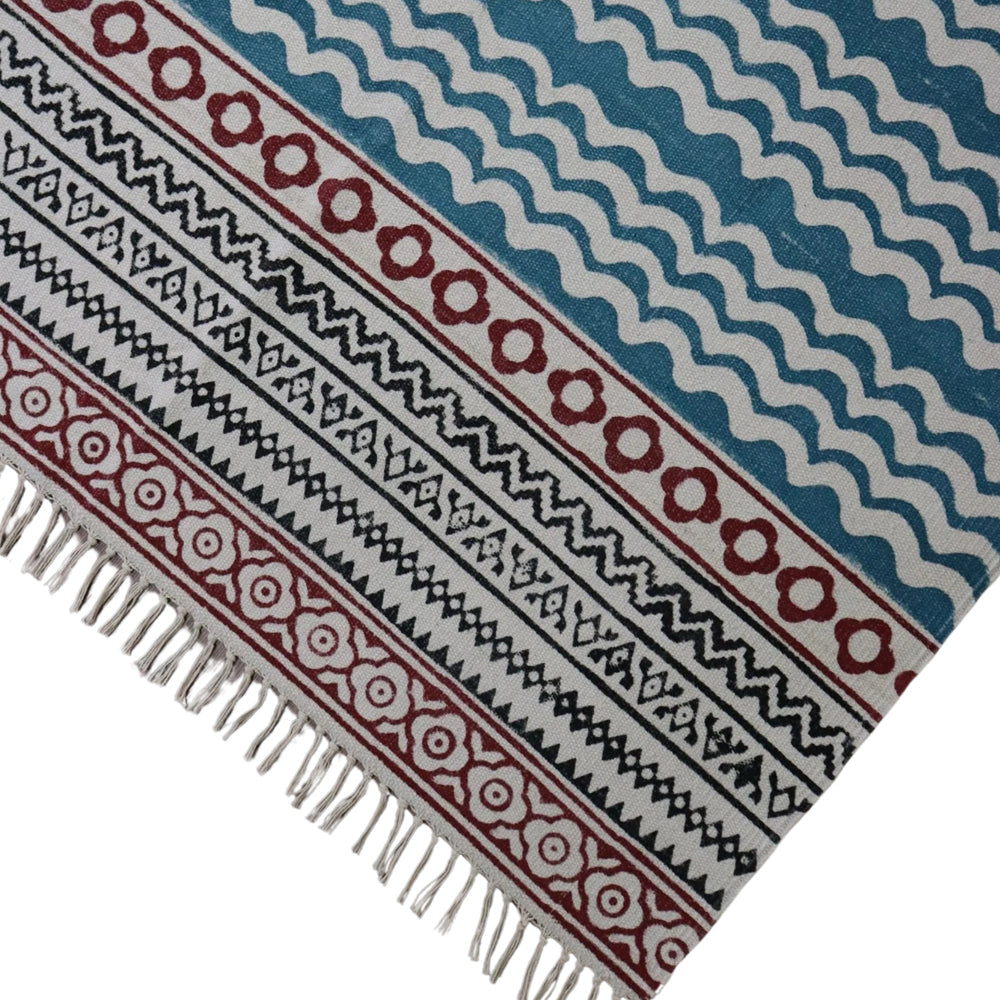 Jhil Block Printed Cotton Dhurrie