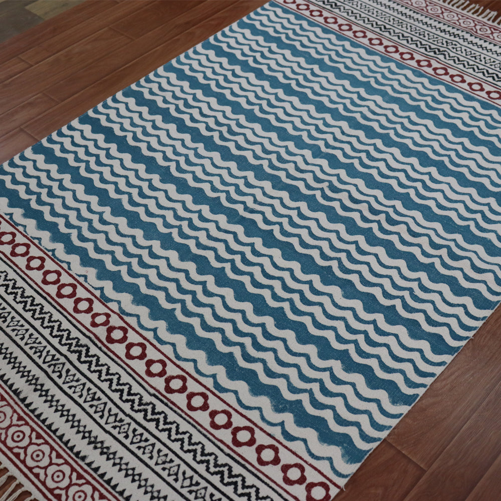 Jhil Block Printed Cotton Dhurrie