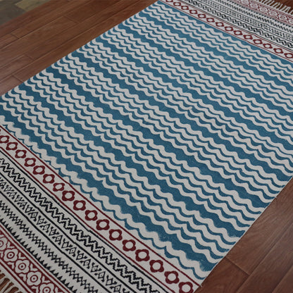 Jhil Block Printed Cotton Dhurrie