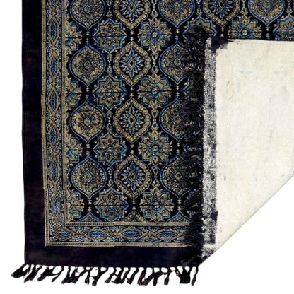 Green Ajrakh Block Printing Dhurrie