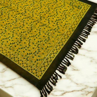 Darsa Ajrakh Cotton Woven Block Printed Dhurrie