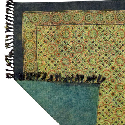 Sari Ajrakh Cotton Woven Block Printed Dhurrie