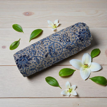 Indigo Floral Kalamkari Block Print Fabric