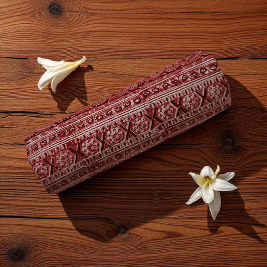 Red Stripe Kalamkari Handblock Print Fabric