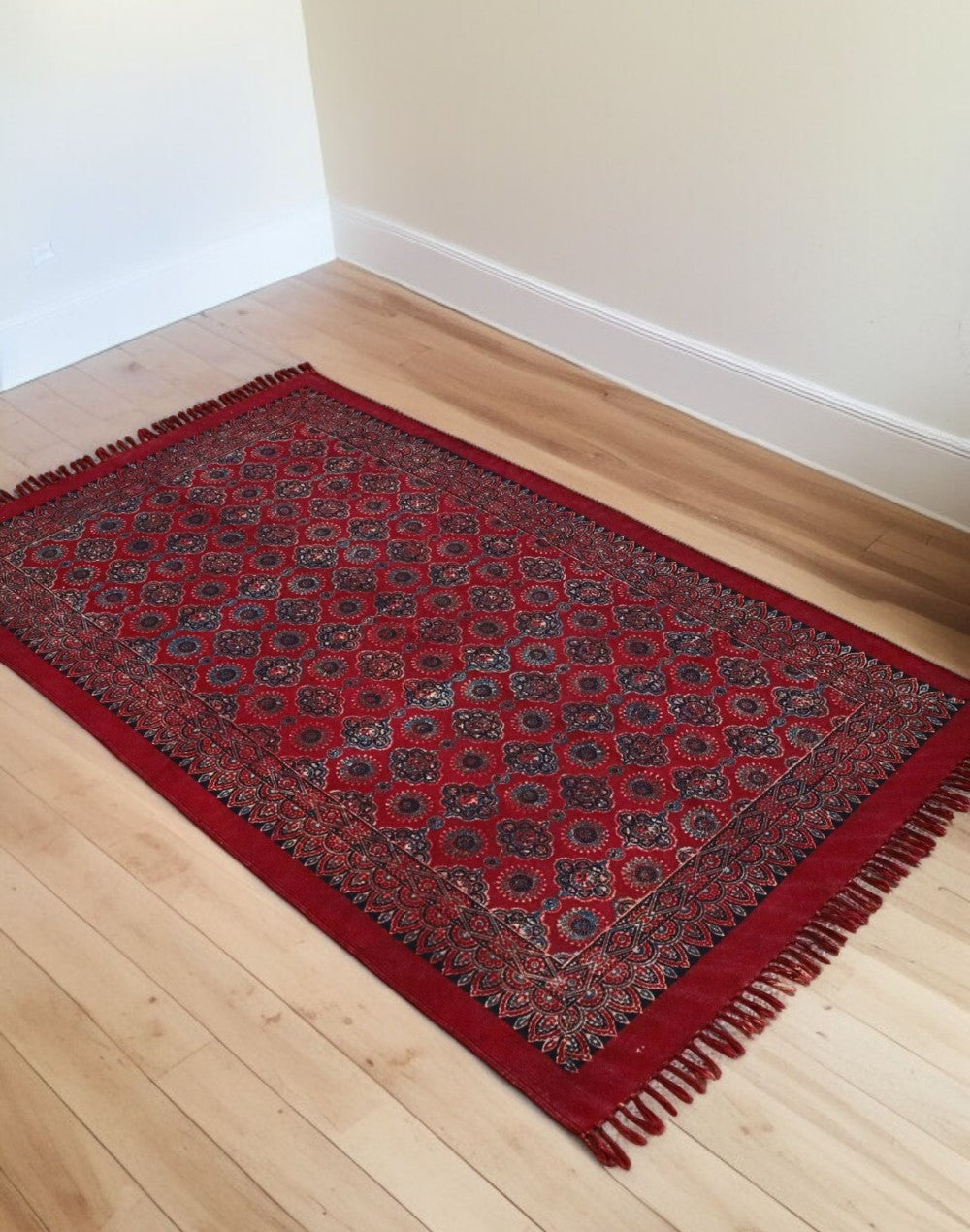Arca Ajrakh Cotton Woven Block Printed Dhurrie