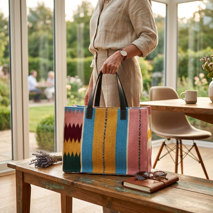 Multi Colour Stripe Dhurrie Tote bag