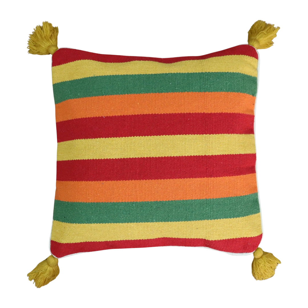 Multi Colour Stripe Dhurrie Cushion Cover