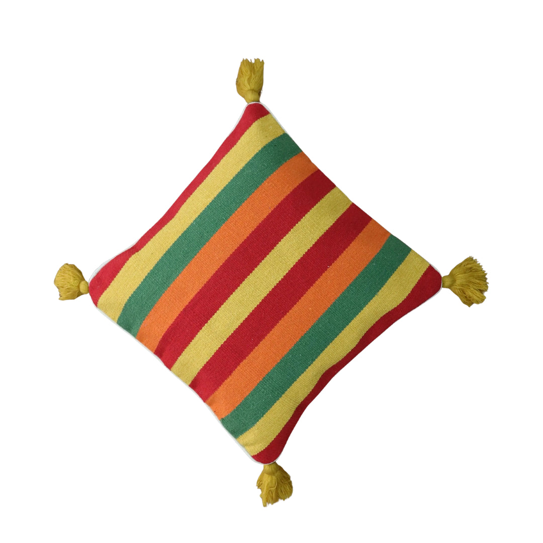 Multi Colour Stripe Dhurrie Cushion Cover