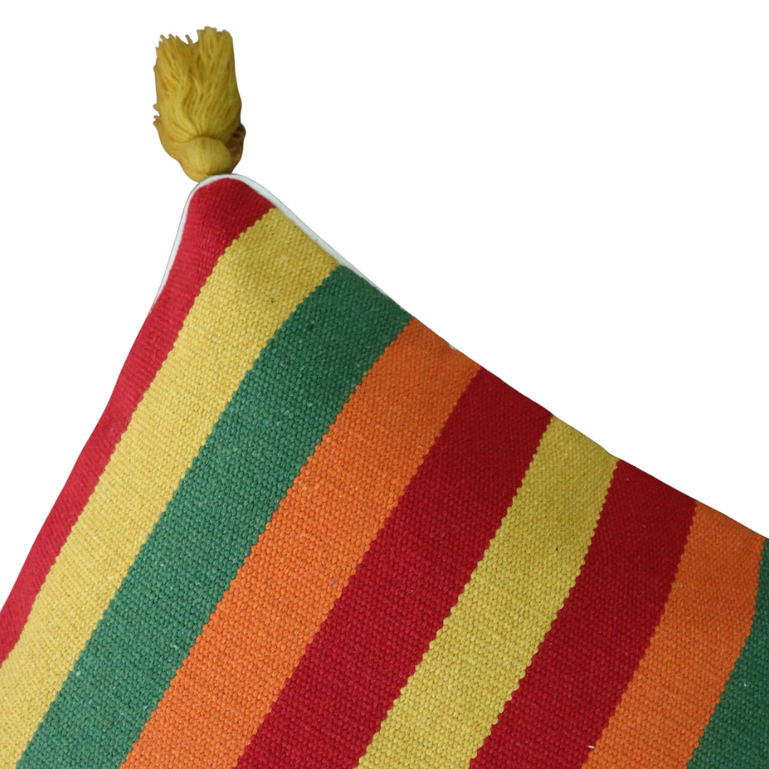Multi Colour Stripe Dhurrie Cushion Cover