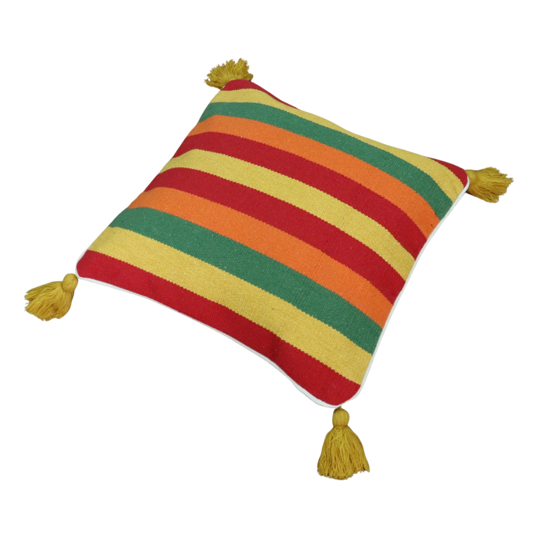 Multi Colour Stripe Dhurrie Cushion Cover