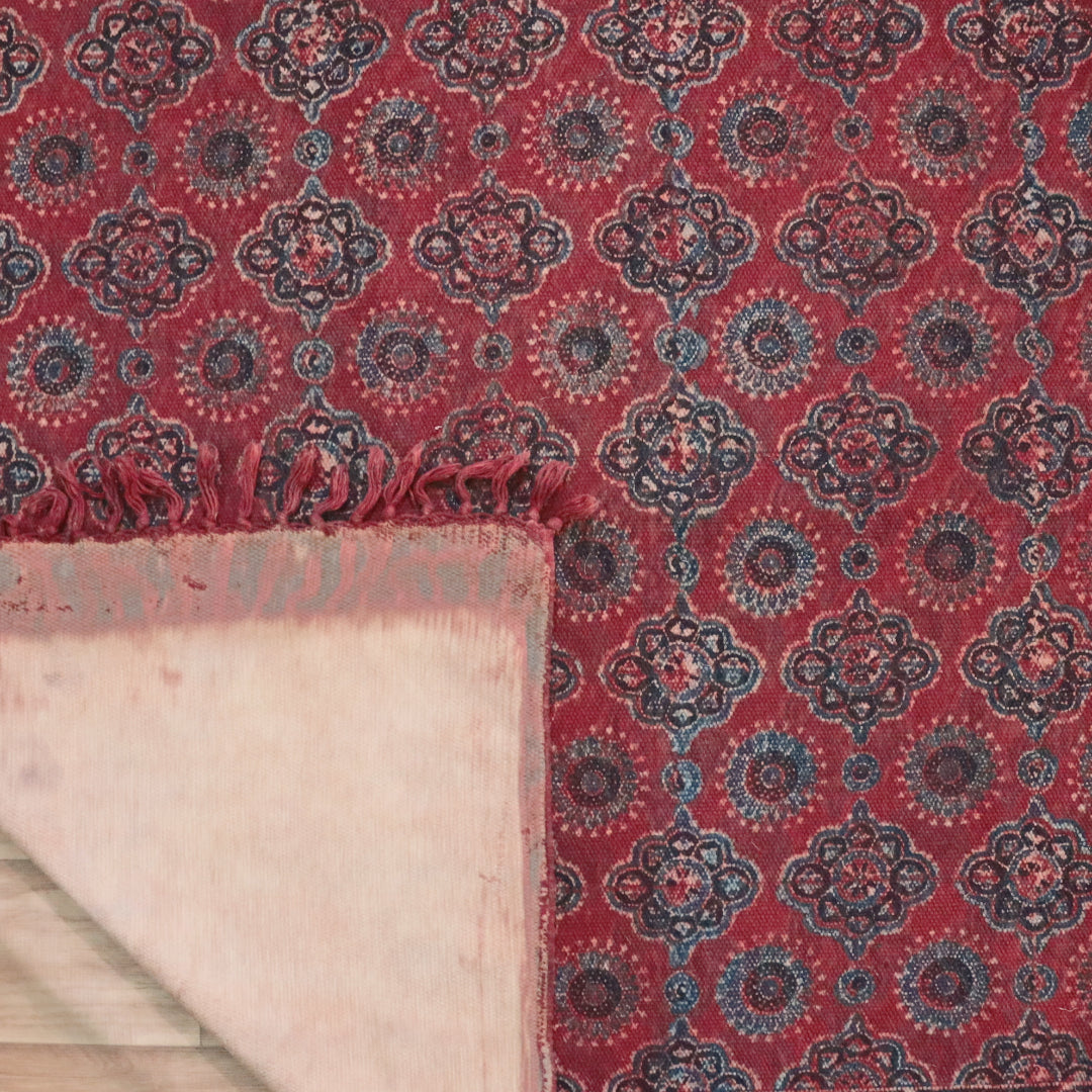 Arca Ajrakh Cotton Woven Block Printed Dhurrie