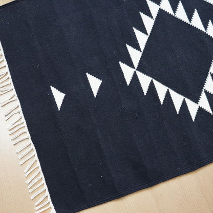 Black Diamond Dhurrie Runner 2x6 Feet.