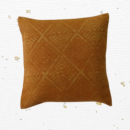 Cotton Dabu Printed Ocra Cushion Covers