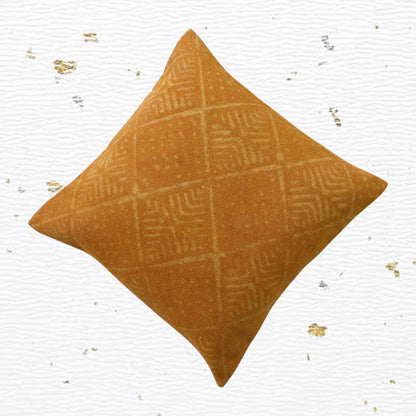 Cotton Dabu Printed Ocra Cushion Covers