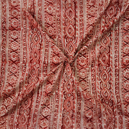 Red Stripe Kalamkari Handblock Print Fabric