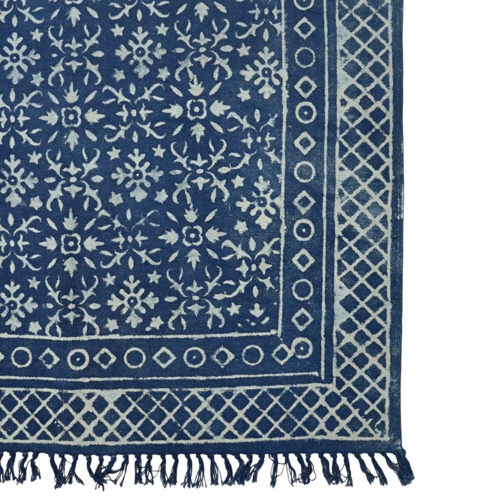 Anya Dabu Indigo Printed Cotton Dhurrie