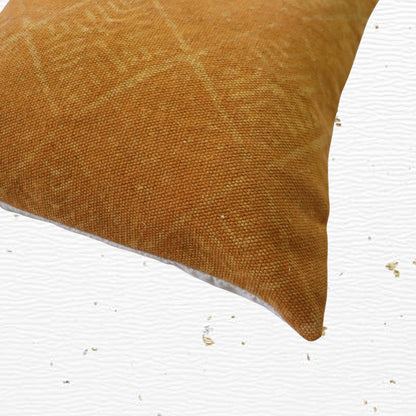 Cotton Dabu Printed Ocra Cushion Covers