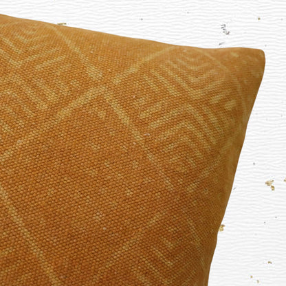 Cotton Dabu Printed Ocra Cushion Covers