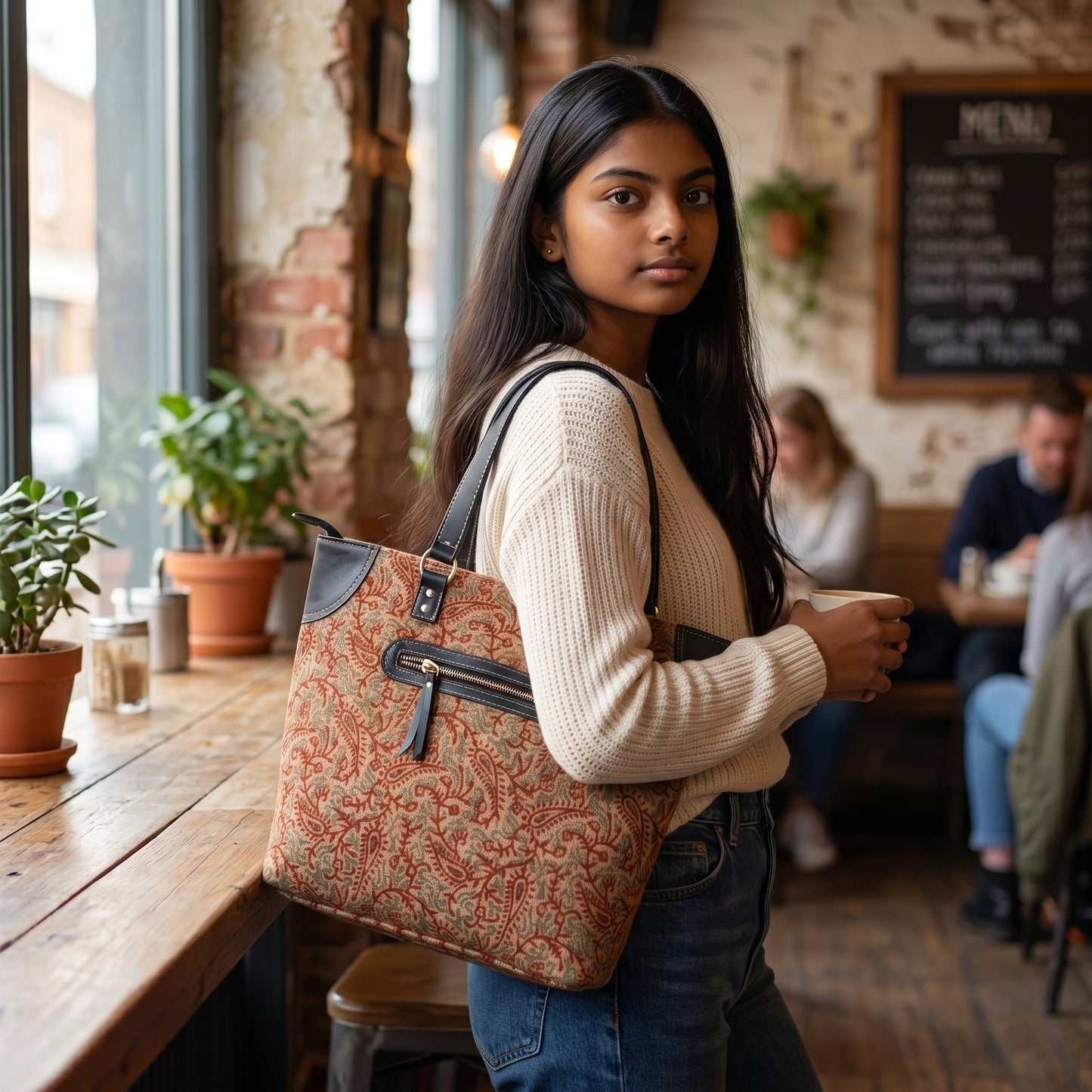 Paisley Kalamkari Dhurrie Tote bag