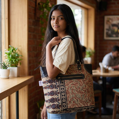 Kalamkari Multi Dhurrie Tote Bag