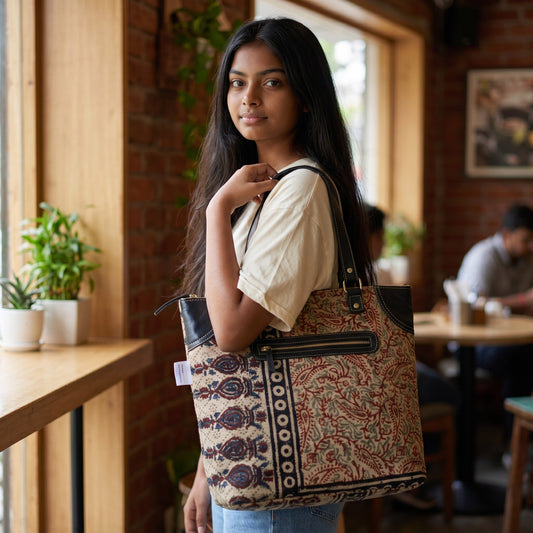 Kalamkari Multi Dhurrie Tote Bag