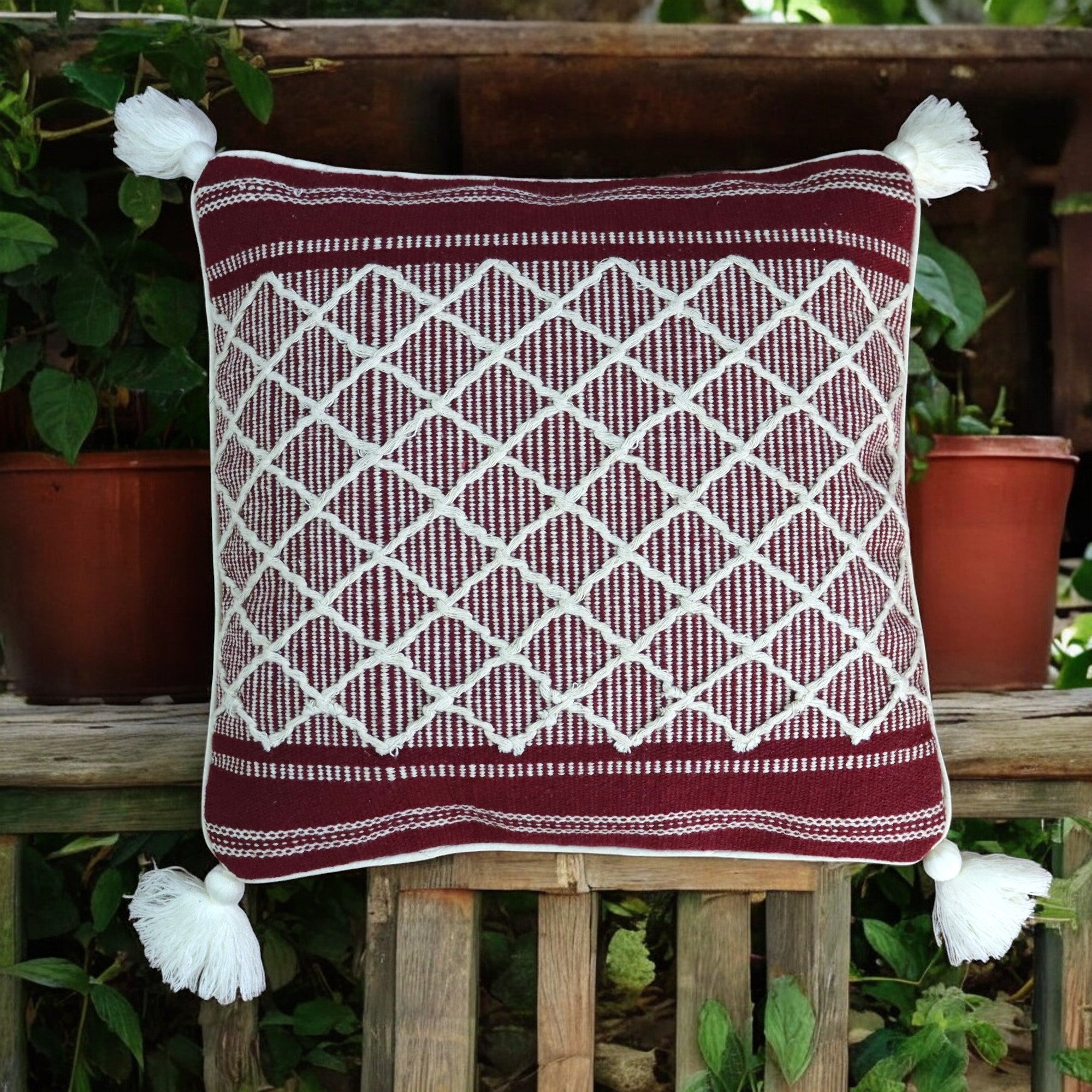 Sara Handwoven Dhurrie Cushion Cover.