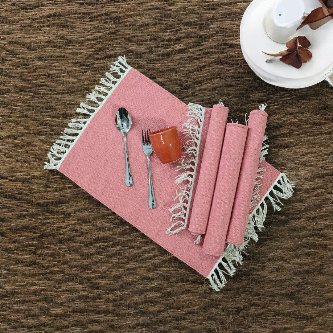 Cotton Peach Table Mat Set of 4